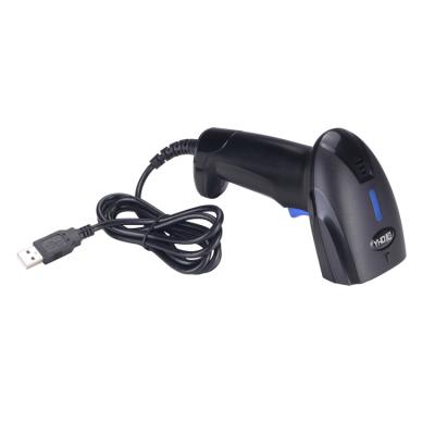 China Handheld 1D Laser Barcode Scanner Wired USB Auto Scan Barcode Reader with Stand for A4 Supermarket for sale