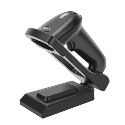 China New Design 1D Blue Tooth Barcode Scanner With Charging Base Wireless Laser Barcode Reader With A4 Pedestal for sale