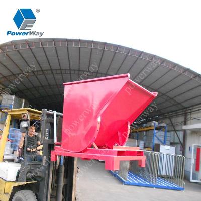 China Building Material Shops Light Duty Forklift Attachment Self Dumping Steel Hopper for sale