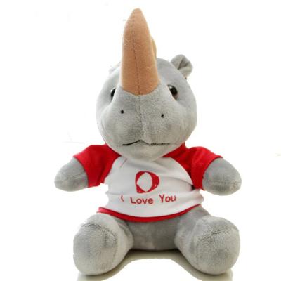 China EN71/ASTM/CPSIA Stuffed Toy Rhino in a T-shirt Valentine's Day Gift Rhino Soft Plush Toy for sale