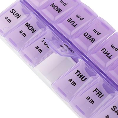 China Eco Friendly 7 Day 14 Compartment Medicine Dispenser Pill Box AM P.M. Weekly Pill Boxes for sale