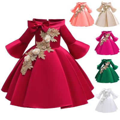 China HDKZT6322 Anti-wrinkle kids clothes baby kids party latest wear fashion kids new vintage embroidered flower dress dresses for sale