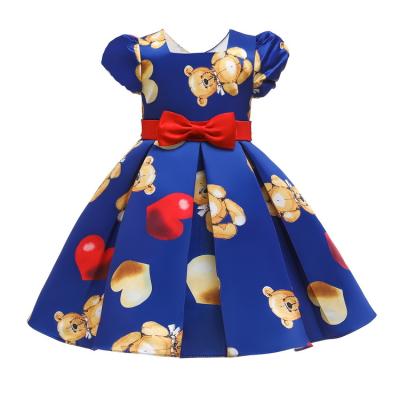 China HDKZT9113 Anti-wrinkle babies dresses for party wedding cartoon princess summer girl dresses kids clothing kids short sleeve dress for sale