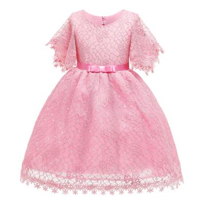 China HDKZT9010 New Arrival Anti-Wrinkle New Arrival Baby Kids Sleeve Princess Evening Dress Lace Medium Fluffy Bow Dresses Kinderkleider for sale