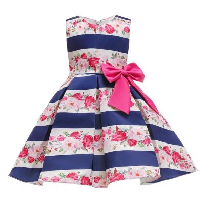 China HDKZT9022 Anti-wrinkle Babies Princess Prom Dress Children Striped Dresses Party Long Dress Girl Kids Princess Wedding Formal Costume for sale