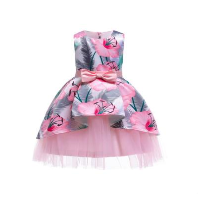 China HDKZT2653 Anti-wrinkle Babies Dress Summer Floral Print Princess Party Dresses Children's Clothing Wedding Tutu Birthday Gift for sale