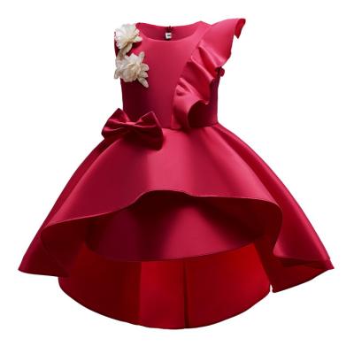 China HDKZT1880 Anti-wrinkle Girls Birthday Dresses Kids Satin Party Baby Dress Kids Dresses Fishtails Kids Wedding Pageant Dress Dress for sale