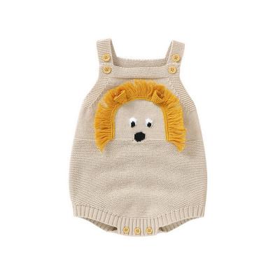 China Infant Jumpsuit Onesie Jumpsuit Overalls 0-12M Baby Girls Boys Lion Knitted Rompers Pure Cotton Anti-wrinkle Newborn Sweater HDKMY818 for sale