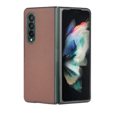 China Shockproof For Z Fold 3 3 Fold PU PC Protective Phone Cases Luxury Leather Cover For Samsung z fold 3 Case for sale