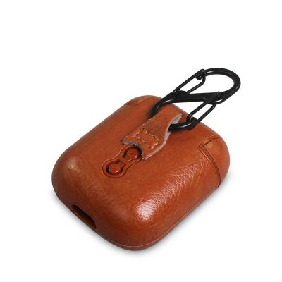 China Amazon c dustproof warm brown luxury business protective earphone protective cover for airpod PU leather case for sale