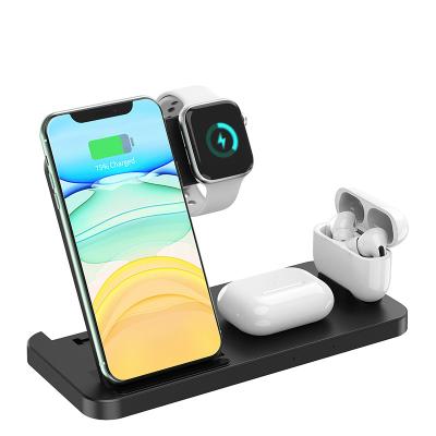 China 15W Multifunctional Mobile Phone Charger Foldable Wireless Mobile Phone Folding Wireless Charger 4 IN 1 Fast Charging Station for sale