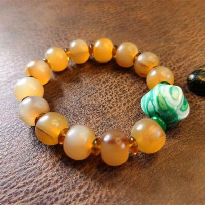 China Religious Natural Sheep Horn Beads Bracelet Chakra Bead Bracelet Men for sale