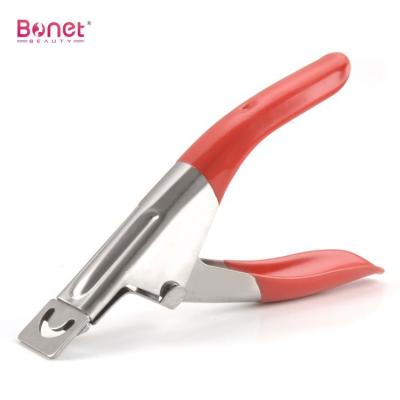 China Logo False Nail Clipper Stainless Steel Rubber Handle Nail Edger Soft Cut Customized U-Shaped Tool for sale