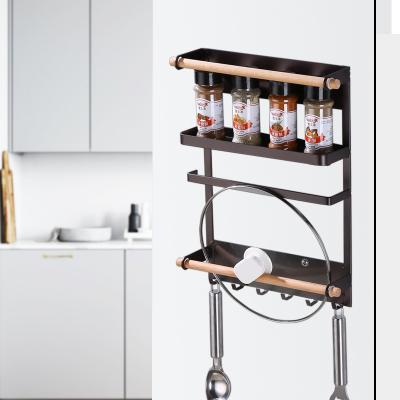 China Viable Wall Mounted Side Shelf Kitchen Magnetic Fridge Storage Rack for sale