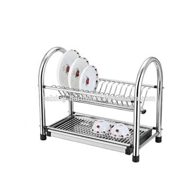 China Kitchen Dish Rack Stainless Steel Two Tier Draining Rack Storage Rack With Chopstick Holder for sale