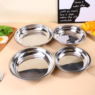 China Sustainable Daily Use Round Kitchenware Stainless Steel 201 Stainless Steel Dinner Plate for sale