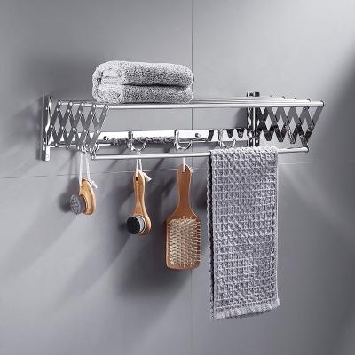 China With Hook Quality Wall Mounted Rack 201 Adjustable Stainless Steel Towel Rack For Bathroom for sale