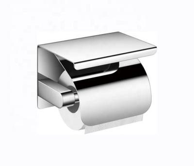 China Eco-friendly 304 Stainless Steel Wall Mounted Toilet Paper Holder With Shelf for sale