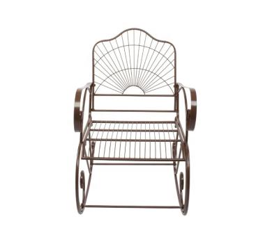 China Dark Brown Antique wrought iron modern outdoor rocking chairSingle rocking chair for sale