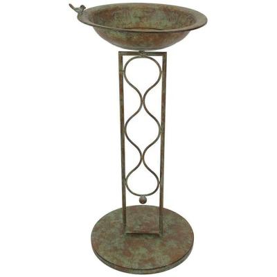 China Sustainable Modern Round Shape Outdoor Metal Bird Bath Feeder For Garden for sale