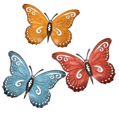 China Unique metal butterfly wall art, inspirational hanging wall decor sculpture for indoor and outdoor, 3 packs for sale