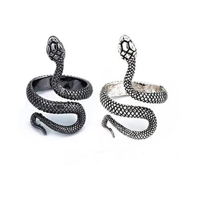 China Factory Direct Sales Vintage Gothic Snake Ring Fashion Black Color Snake Shape Ring For Women Adjustable Open for sale