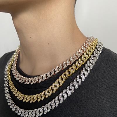 China Hiphop Factory Direct Sales Fashion Rhinestone Hip Hop Necklace Cuban Link Chain for sale