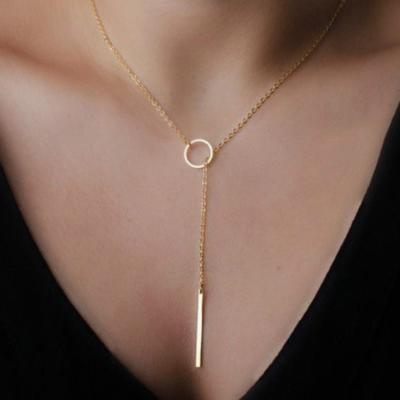 China CLASSIC Hot Sale Circle Jewelry Stainless Steel Lasso Bar Pendant Necklace Women for sale