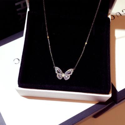 China Hot Sale Vintage Butterfly Shaped Inlaid Zircon Women Jewelry Choker Necklace for sale