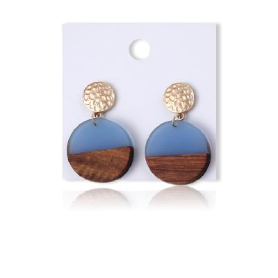 China Boho TRENDY Leaf Geometric Acrylic Resin and Wood Jewelry Stud Earrings for Women for sale