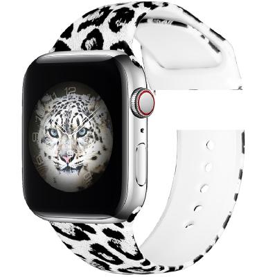 China Apple / Suitable for Apple New 7 Generation 38mm 40mm 42mm 44mm Silicone Leopard Print Apple Sport Meets Watch for sale