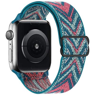 China Nylon Apple Watch Strap Women Men / Adjustable Apple Stretch For Iwatch Series7 6 5 4 3 2 1 SE Apple Watch Band Braided for sale