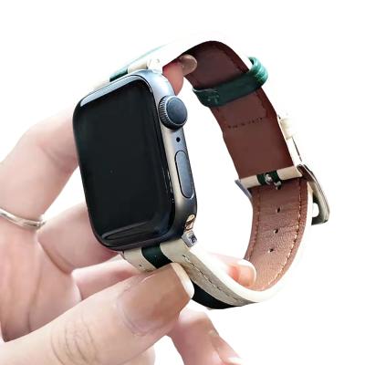 China Apple Sports Tide Brand Lychee Pattern / Apple Fashion First Layer Two Color For Huawei gt2 Apple Watch Band for sale