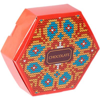 China Recyclable Wholesale Cardboard Customize Design Printing Candy Hexagon Folding Special Chocolate Packaging Box With Insert for sale