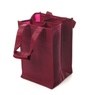 China Durable Custom Reusable Folding Carry 6 Bottle Non Woven Wine Bag for sale