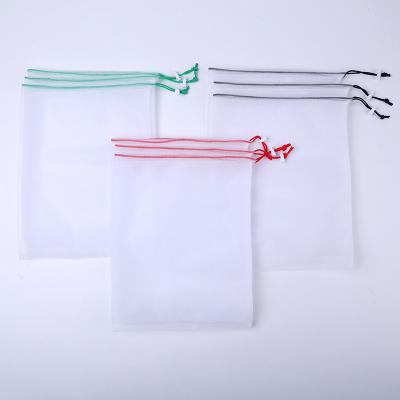 China 100% Eco-Friendly Customized Reusable Drawstring RPET Mesh Vegetable Bags for sale