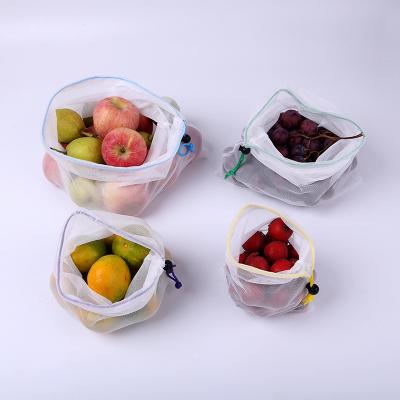 China Reclycled Wholesale Recycled RPET Reusable Drawstring Vegetable Fruit Mesh Bag for sale