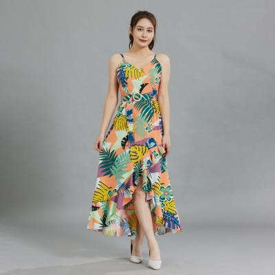 China Women's Breathable Sleeveless Dressy Dresses Flower Print Flower Summer Casual Beach Dresses Summer for sale