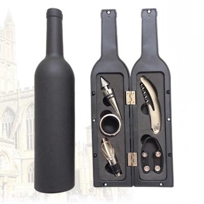 China Viable Amazon 5 Pieces Wine Tool Kit Bottle Shaped Wine Opener Set Wine Gift Accessory Set for sale