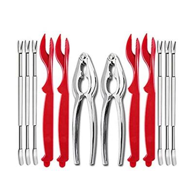 China Viable China Manufacture Metal Crab Cookie Lobster Cracker Picks 12pcs Forks Multifunctional Seafood Tool Kit for sale