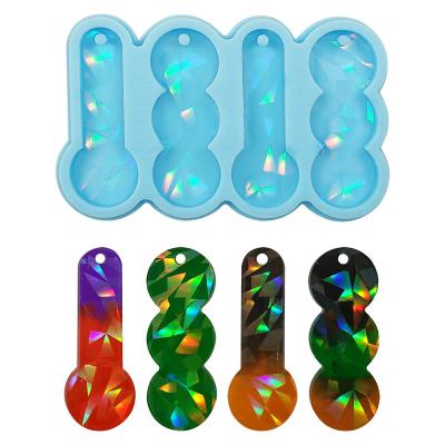 China Sustainable DIY Holographic Keychain Crystal Epoxy Resin Silicone Mold for sale