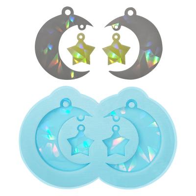 China Sustainable DIY Holographic Laser Star Moon Combination Earrings Crystal Epoxy Resin Silicone Mold for sale