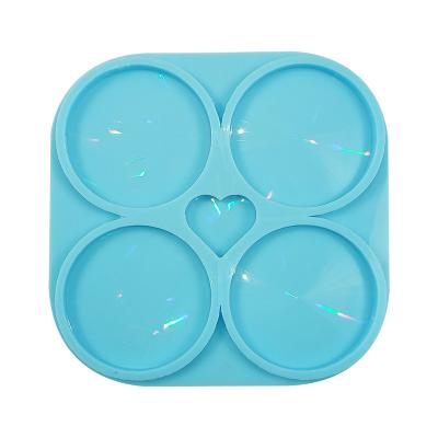 China Sustainable DIY Holographic Coaster Resin Mold Silicone Holographic Mold for sale