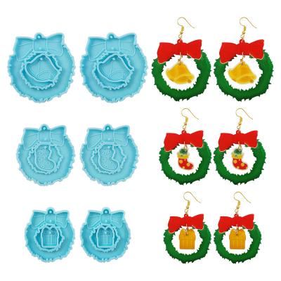 China Sustainable Christmas Earring Silicone Molds Elk Snowflake Epoxy Resin Pendants Mold for DIY Resin Charms Earings Christmas Decoration for sale