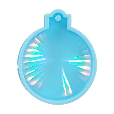 China Sustainable Holographic Pendant Silicone Mold Christmas Ball Keychain Epoxy Mold DIY Craft Jewelry Making Christmas Tree Ornament Molds for sale