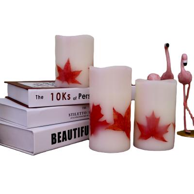 China Wholesale Home Decoration Flameless Candles Personalized Lights Maple Leaf Led Candles for sale