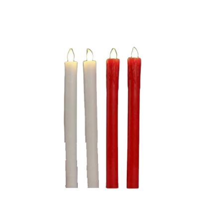 China Small LED Outdoor Candle Soft Drip Real Wax Taper Candles With Battery Operated for sale