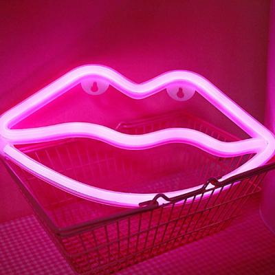 China Home Hot Romantic Red Lips Flexible Custom Acrylic Led Neon Light Sign for sale