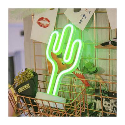 China Room Decor Cactus Custom Flexible USB RGB Battery Operated Cable Led Strip Neon Sign Light For Rooms for sale