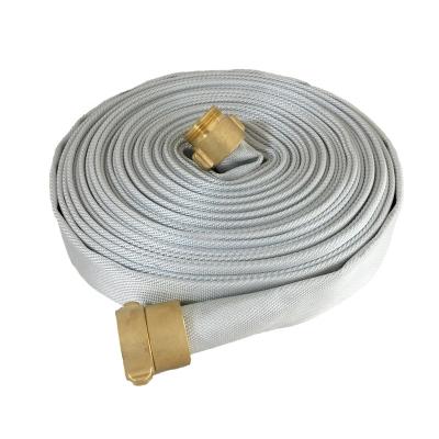 China Water Discharge Factory 250psi 1.5 Inch 50ft Single Jacket Canvas Rubber Lined Fire Hose With NST Brass Couplings for sale